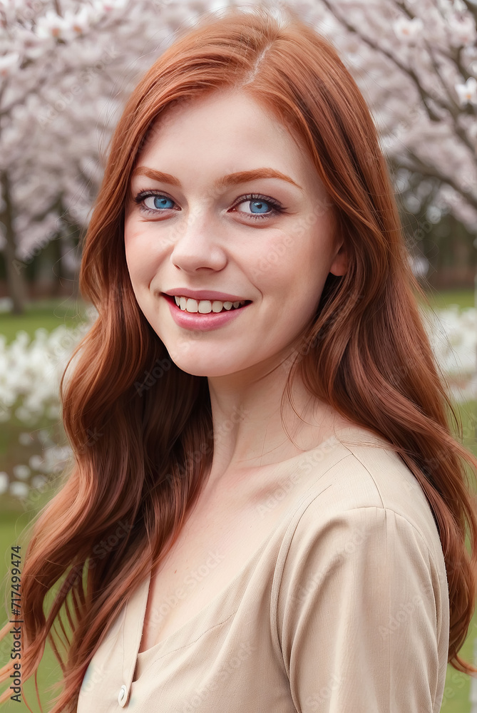 Close up portrait of a happy young girl smiling. Generative AI Close up portrait of a happy young girl smiling. Generative AI