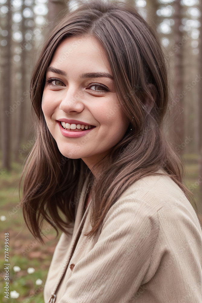 Close up portrait of a happy young girl smiling. Generative AI Close up portrait of a happy young girl smiling. Generative AI