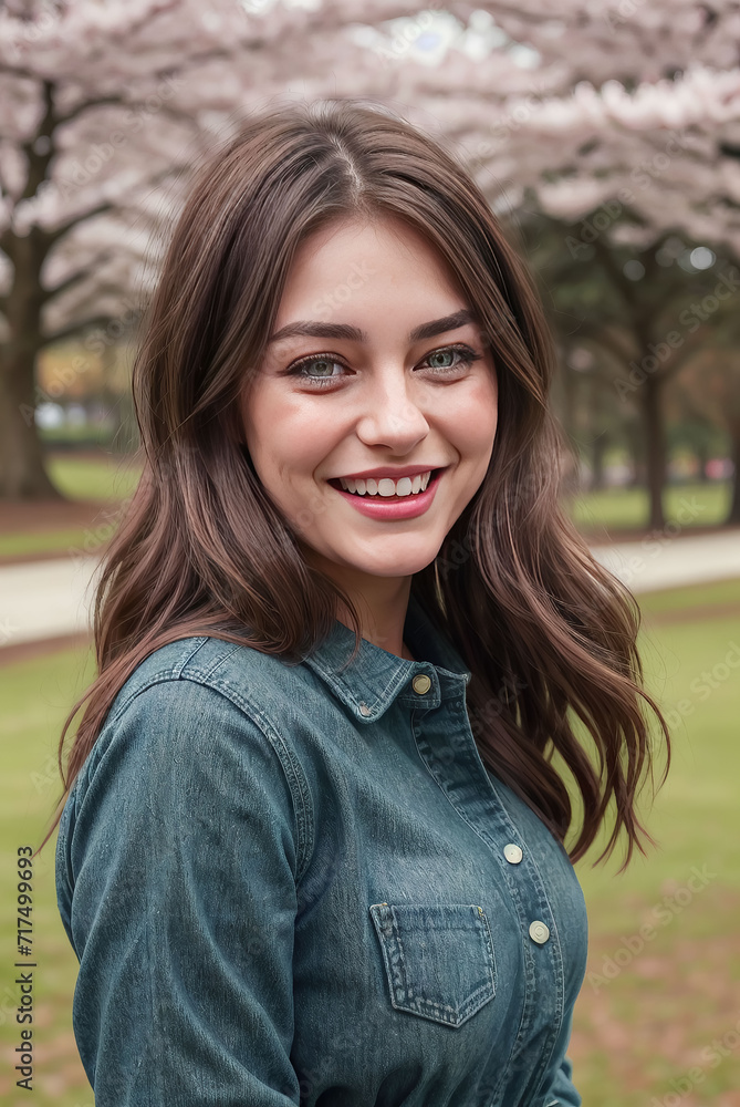 Close up portrait of a happy young girl smiling. Generative AI Close up portrait of a happy young girl smiling. Generative AI