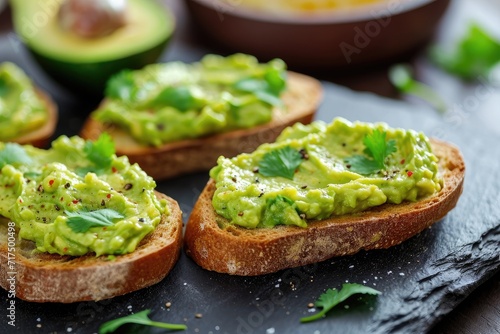 Guacamole topped cheese toasts