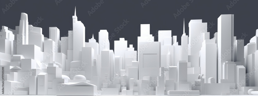 Abstract Urban Grid: 3D Render of White Geometric City
