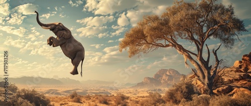 Unique Elephant   s Aerial Dance  A Surprising Moment in Nature  Generative AI