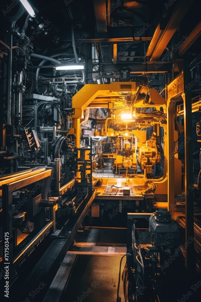 Modern Factory: Operating Machinery in High-Tech Industrial Setting