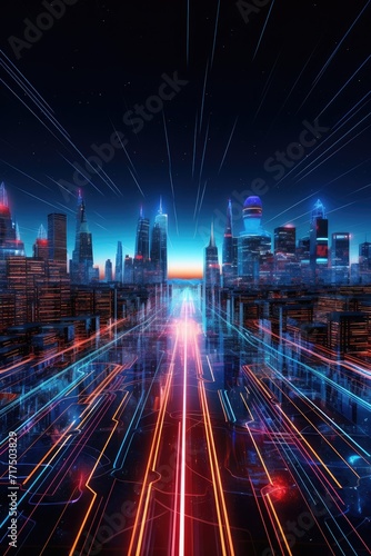Neon-Lit Sci-Fi Cityscape