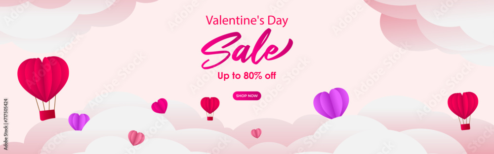 Vector illustration of Happy Valentines Day Sale social media feed template