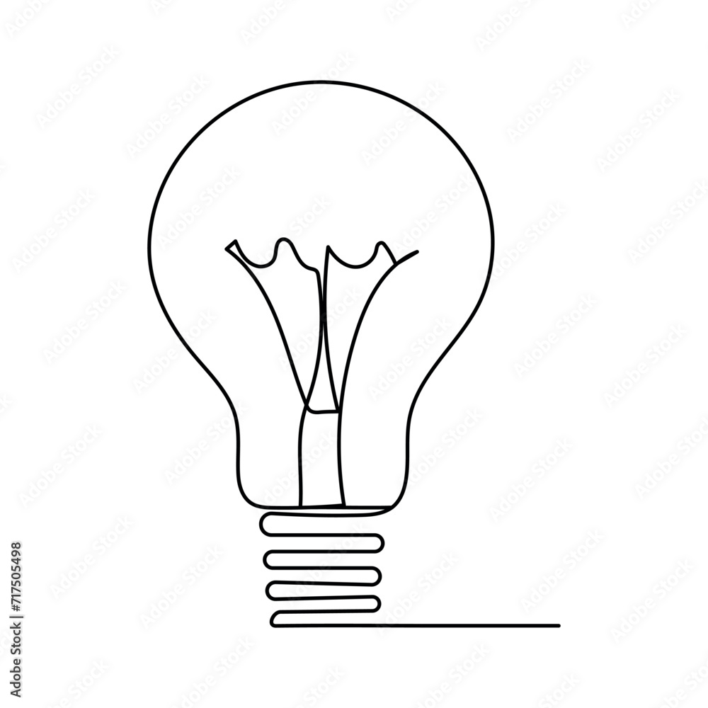 Light bulb continuous one line drawing outline vector illustration Light bulb continuous one line drawing outline vector illustration