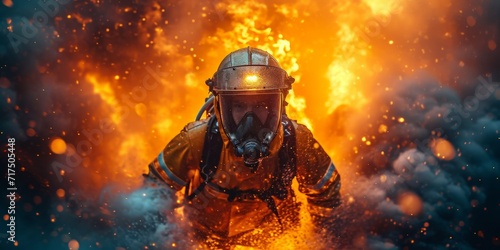  Firefighter Daring Escape: Bravery in the Face of Smoke and Fire as a Lifesaver Risks Everything to Rescue Others from an Intense Inferno, Generative AI
