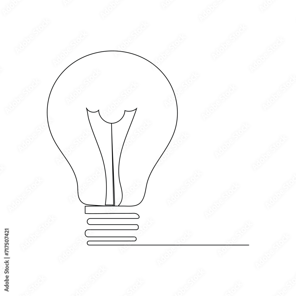 Light bulb continuous one line drawing outline vector illustration Light bulb continuous one line drawing outline vector illustration