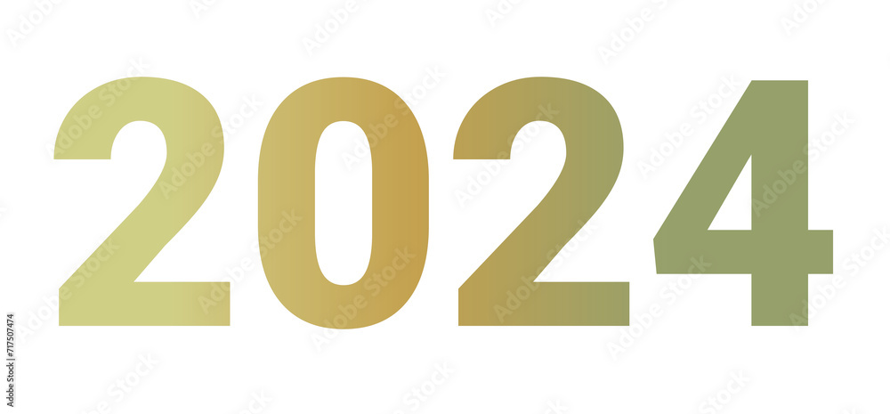 the number two thousand and twenty-four with combined color gradations which refers to an aesthetic and harmonious color combination

