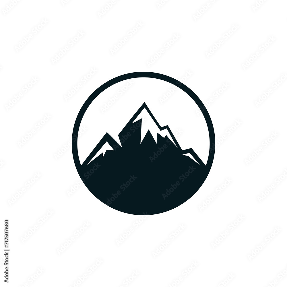 mountain logo design dark blue color in white background and round model mountain logo design dark blue color in white background and round model