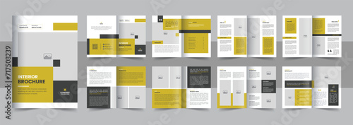 Modern Interior Design Portfolio Layout Template, Interior Design Magazine Layout for Home Decoration or Brand Identity Guidelines Brochure vector
