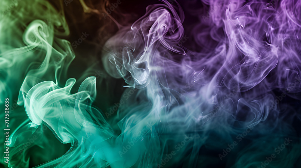Fototapeta premium purple and green smoke on black background