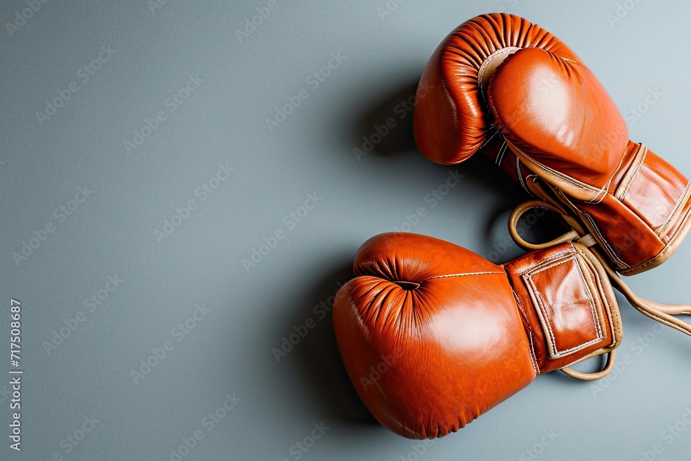 Gray background with boxing gloves