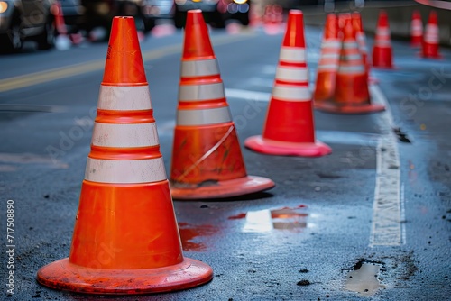 A traffic cone is a temporary device used to regulate traffic during road repairs