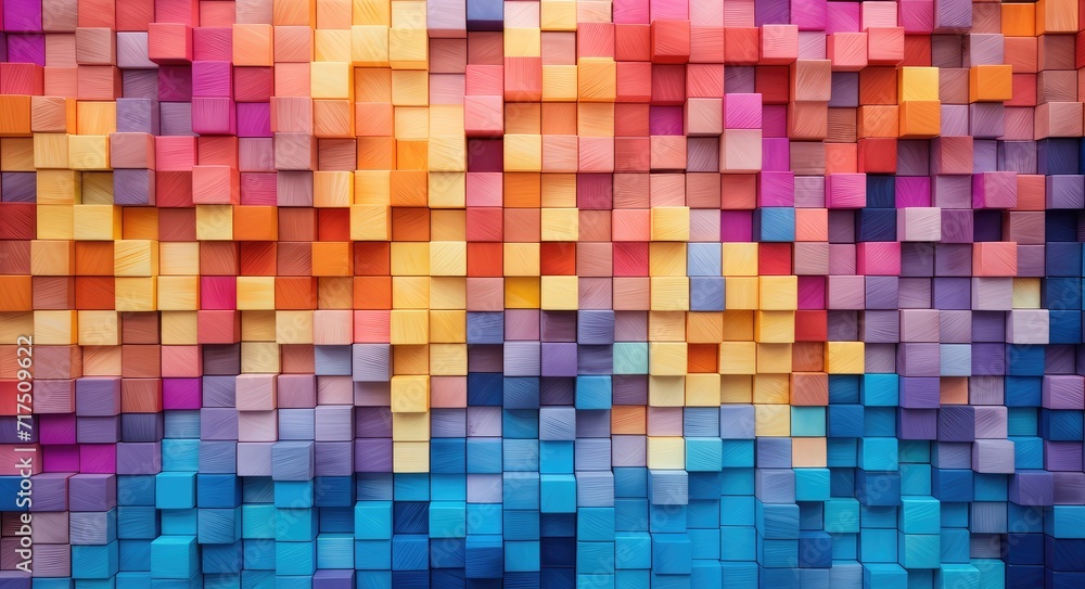 Colorful Wooden Blocks Arrangement: Vibrant Background Material