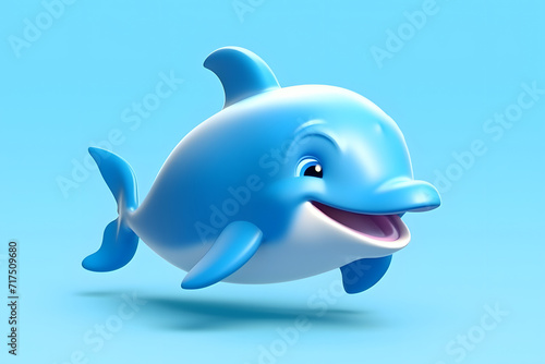 3d rendering cute Dolphin cartoon