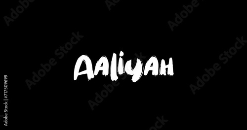 Aaliyah Women Name in Grunge Dissolve Transition Effect of Animated Bold Text Typography on Black Background photo