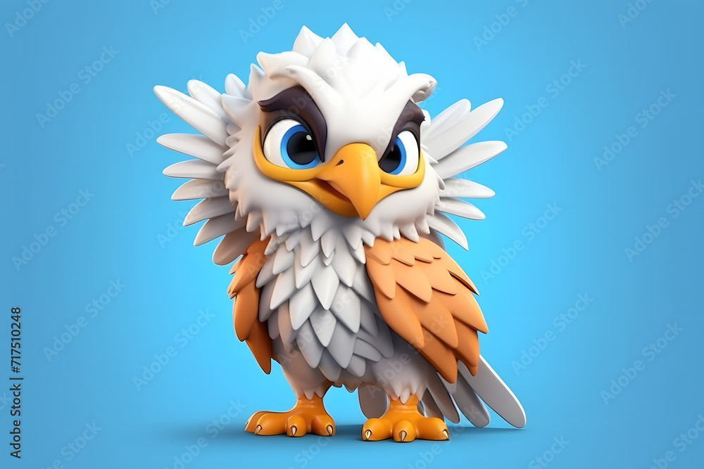 3d rendering cute Eagle cartoon