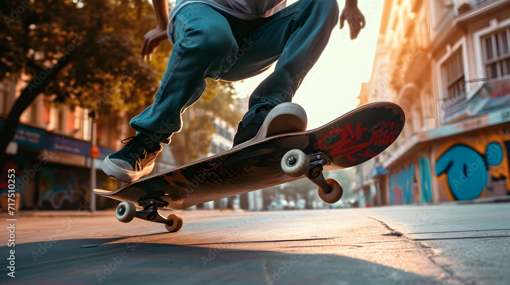 close up of skilful skateboarder doing trick close up of skilful skateboarder doing trick