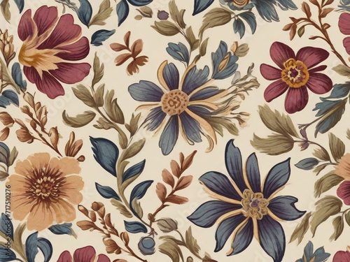 Wallpaper Mural floral fabric pattern ethnic flowers background Torontodigital.ca