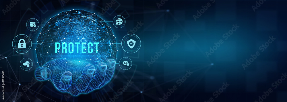 Cyber security data protection business technology privacy concept. . 3d illustration Cyber security data protection business technology privacy concept. . 3d illustration