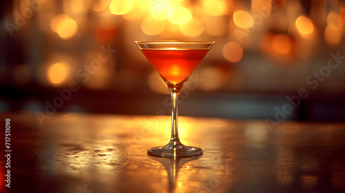 Wallpaper Mural Elegant cocktail glass on bar counter with warm bokeh lights in background. Torontodigital.ca