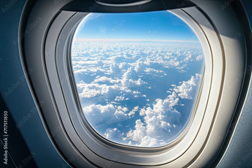 Aerial scenery through airplane window
