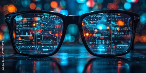 Precision Engineered Futuristic Glasses: Navigating the Datamosh with Tactile Surfaces in a Technocore World against a digital Background, Generative AI © Ben