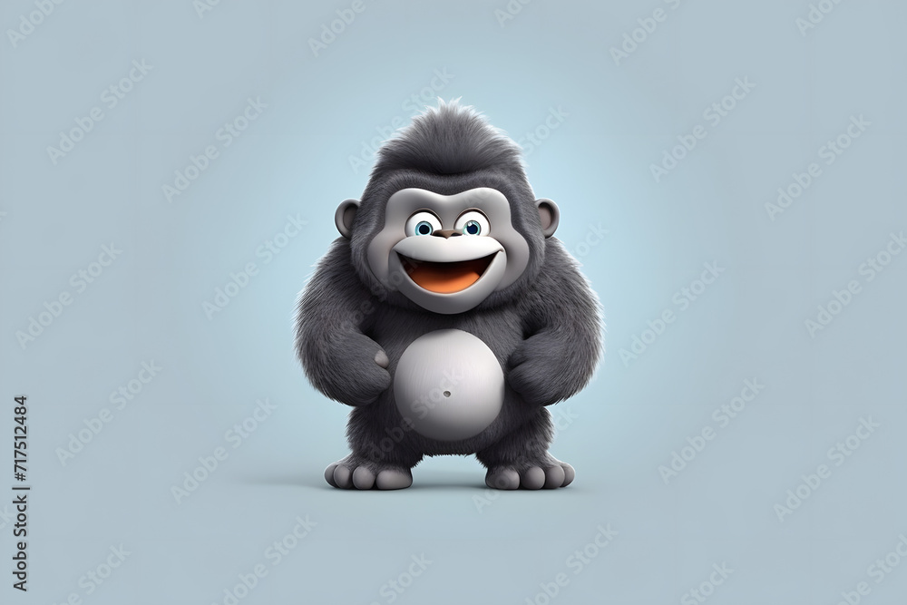 Obraz premium 3d rendering cute Gorilla cartoon