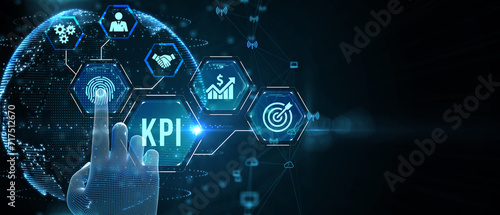 KPI Key Performance Indicator for Business Concept. Business, Technology, Internet and network concept. 3d illustration photo