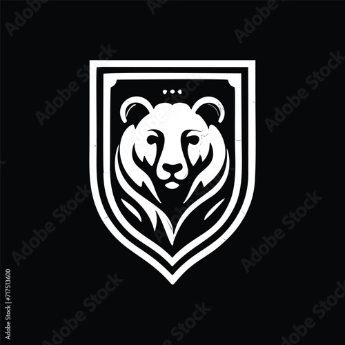 BEAR WITH SHIELD FRAME LOGO VECTOR