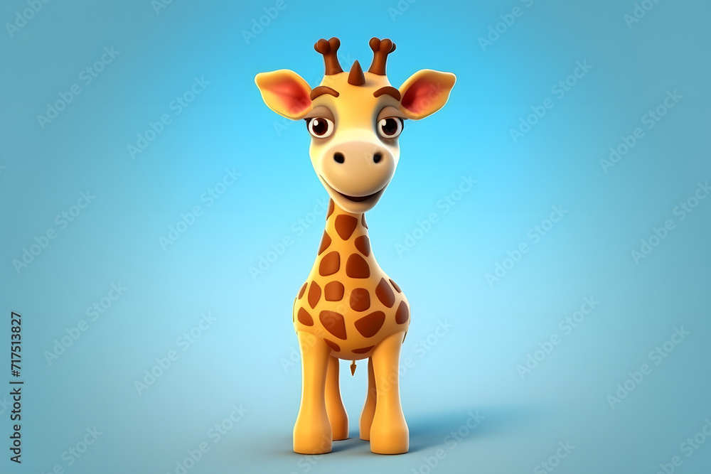 Obraz premium 3d rendering cute Giraffe cartoon