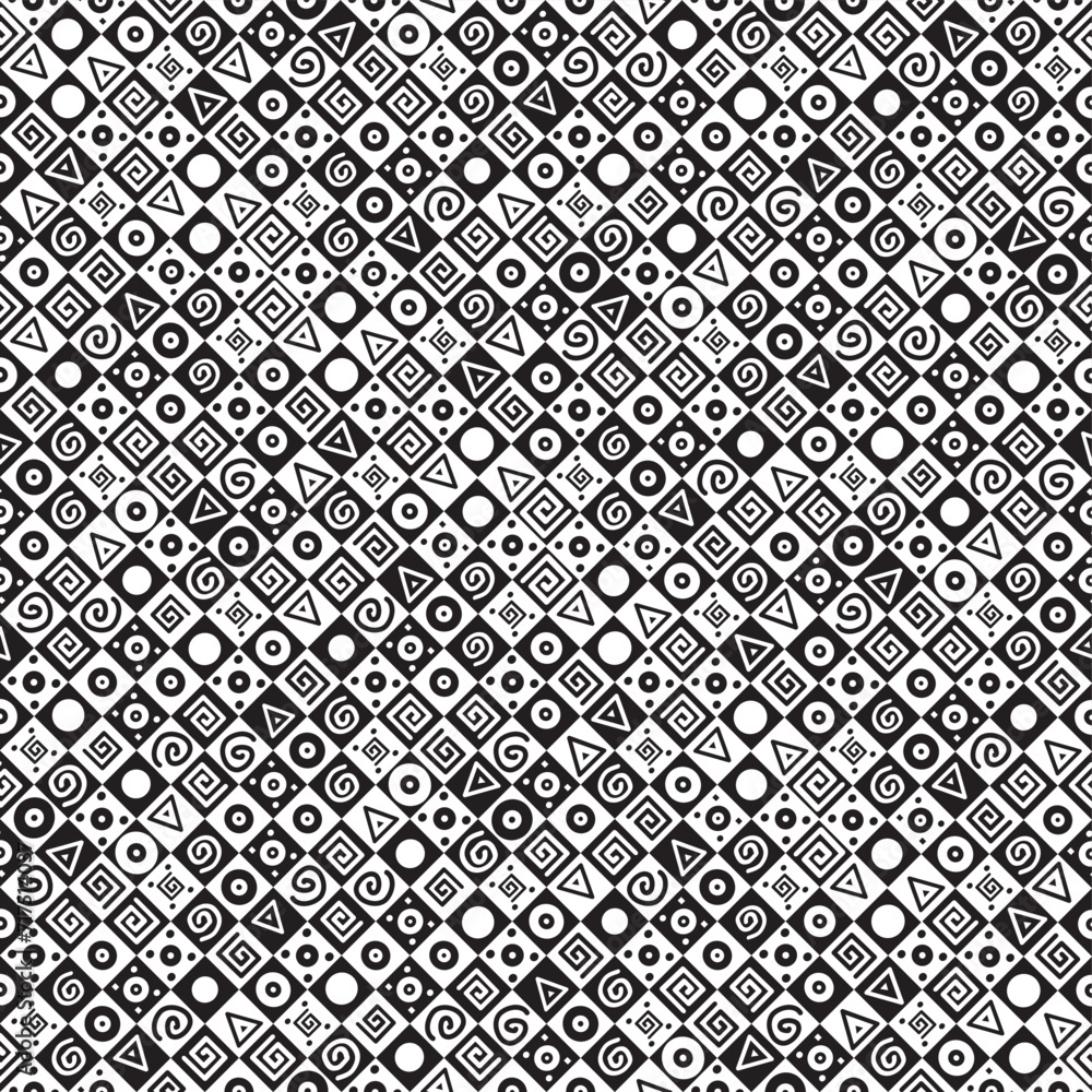 Black and white geometric background.  Good for textile fabric design, wrapping paper, website wallpapers, textile, wallpaper and apparel. Vector Illustration 