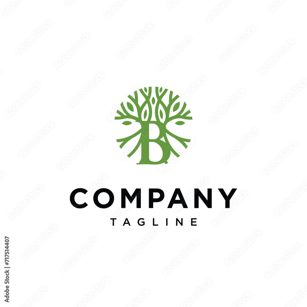 
Letter B Tree Logo icon vector template.eps