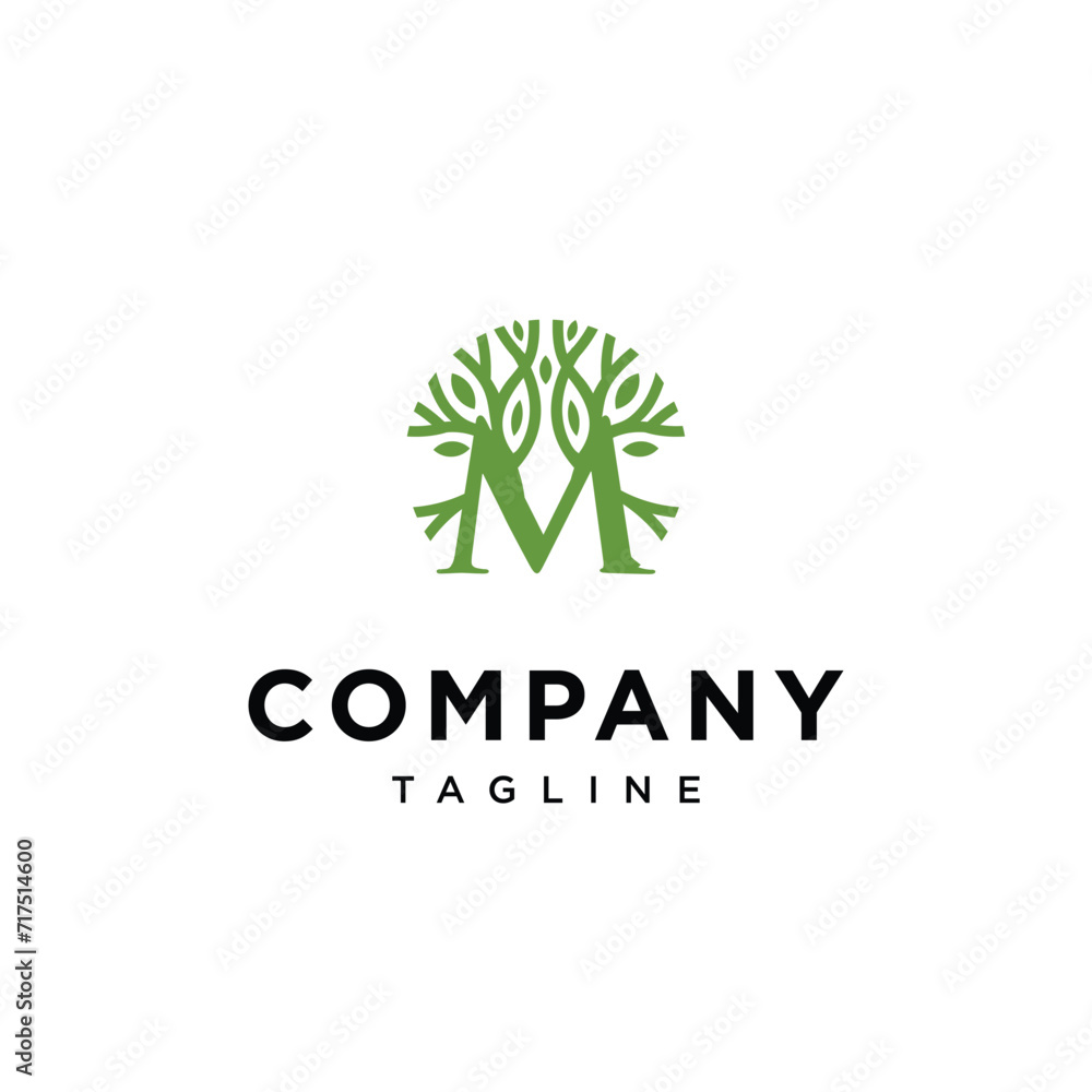
Letter M Tree Logo icon vector template.eps