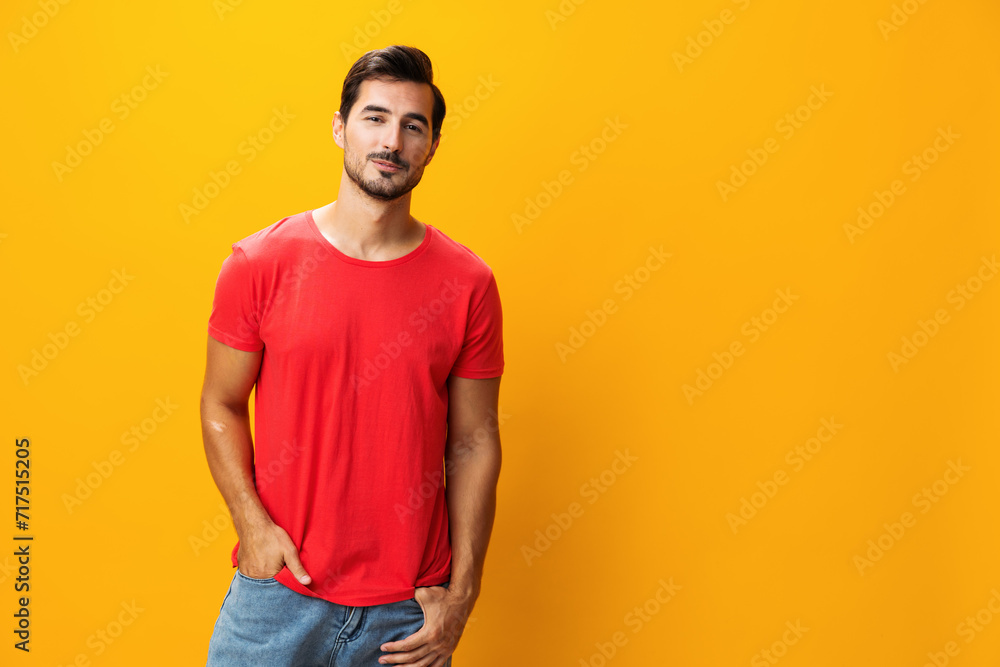 Fototapeta premium Portrait man trendy background fashion lifestyle gesture studio