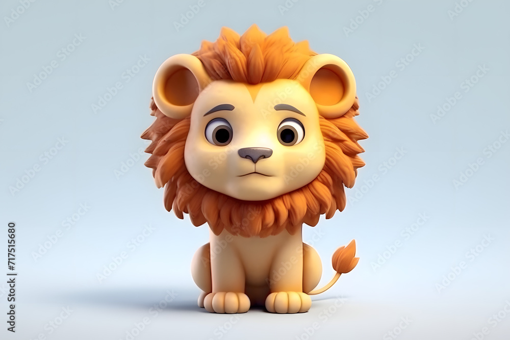 3d rendering cute Lion cartoon 3d rendering cute Lion cartoon