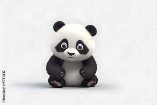 3d rendering cute panda cartoon