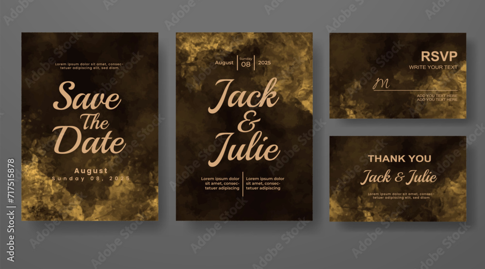 Naklejka premium Wedding invitation with abstract watercolor background