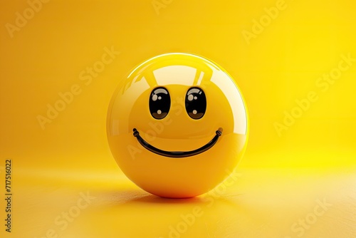 3D rendering of yellow smiley emoji photo