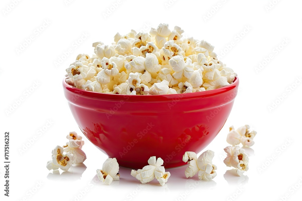 White isolated bowl of popcorn White isolated bowl of popcorn