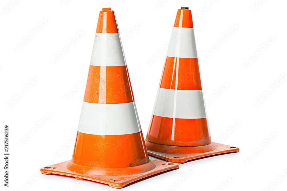 White background with orange and white traffic cone White background with orange and white traffic cone