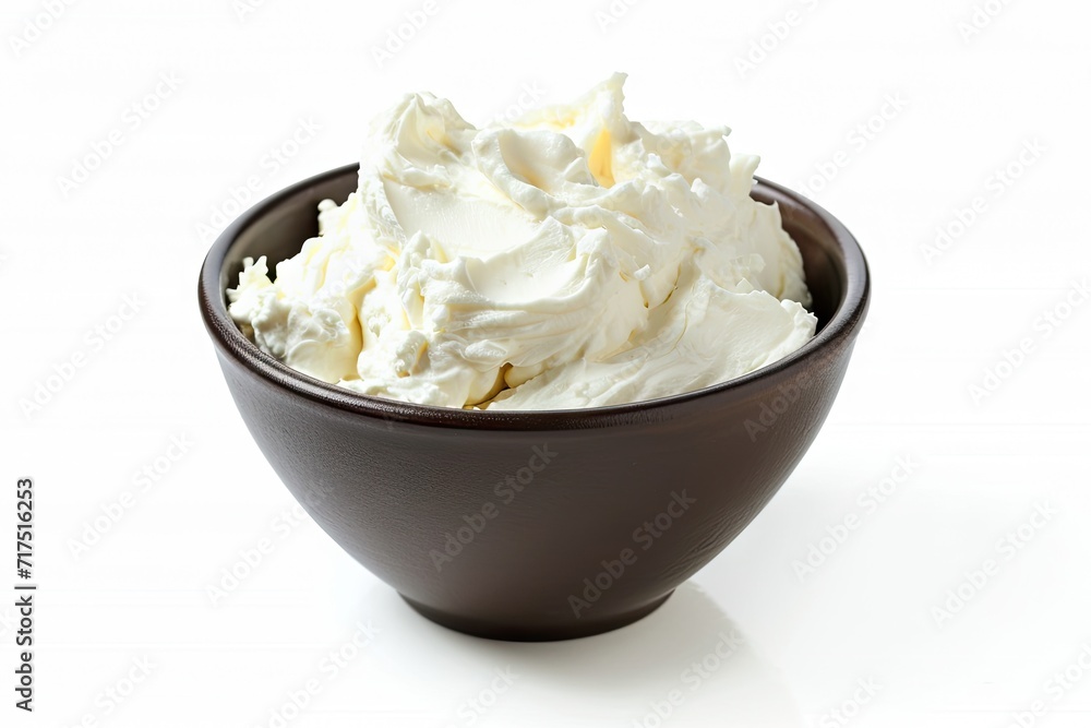 Cream cheese in a bowl isolated on a white background Cream cheese in a bowl isolated on a white background