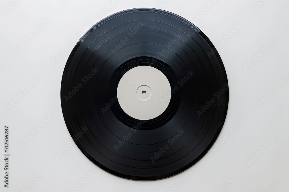 White background with blank vinyl record and cover mockup from top view White background with blank vinyl record and cover mockup from top view