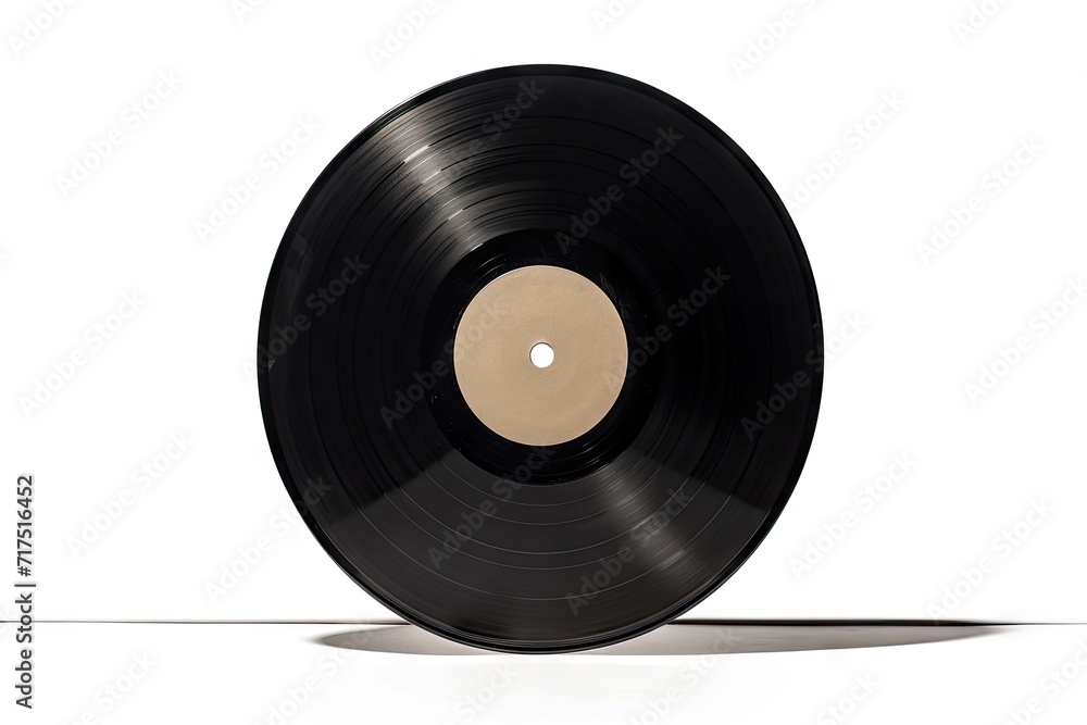 Obraz premium Vinyl record spinning alone on white background