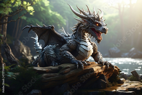 A mighty dragon sits on a rock © Maizul