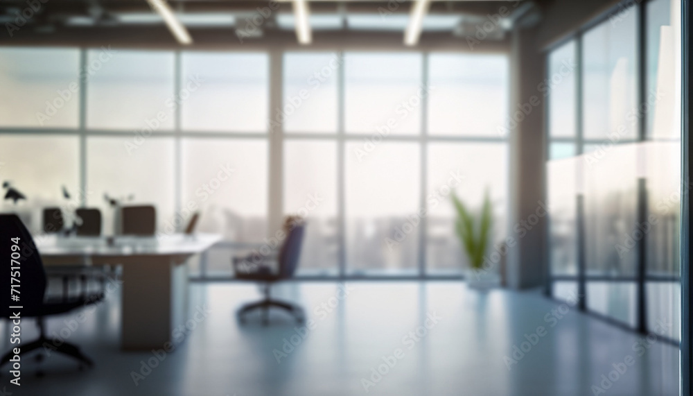 Beautiful blurred background of a light modern office interior with panoramic windows and beautiful Beautiful blurred background of a light modern office interior with panoramic windows and beautiful