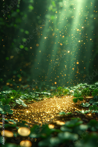A Path Through Enchanted Forest Glitter. AI Generative.