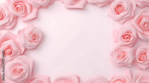 Romantic wedding background. Illustration   Pink roses on a white background with a white background. 