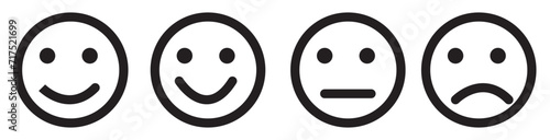 Collection of emoticons. Collection of emoji faces. Flat style emoji. Happy and sad emoji. thin line icon emoticon. Smiling face line - stock vector.